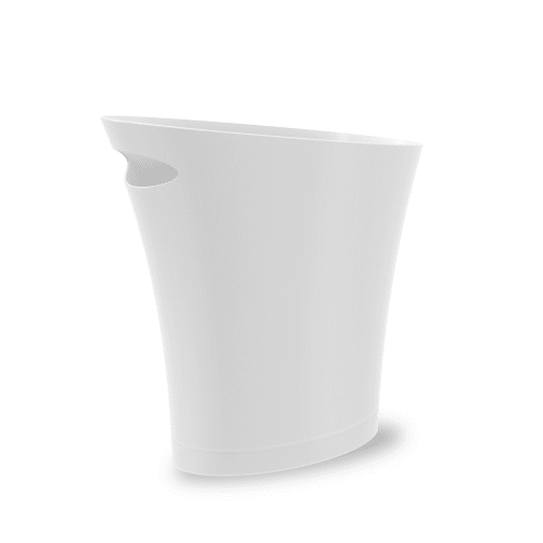 Skinny Wastebasket, 8 Quart, Metallic White